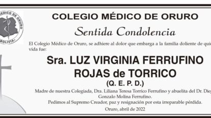 Condolencias por la Sra. Luz Virginia Ferrufino Rojas