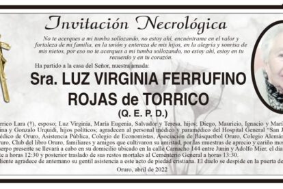 Necrológica Luz Virginia Ferrufino Rojas