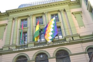 Frontis del Tribunal Departamental de Justicia de La Paz en el caso Golpe de Estado II