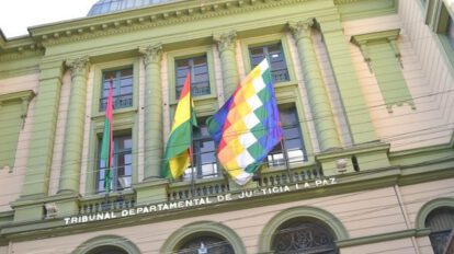 Frontis del Tribunal Departamental de Justicia de La Paz en el caso Golpe de Estado II
