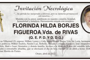 Invitación Necrológica de Florinda Hilda Borjes Figueroa