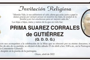 Obituario de Prima Suarez Corrales