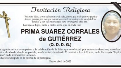 Obituario de Prima Suarez Corrales