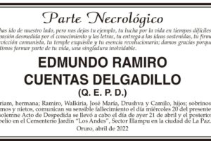 Necrológico de Edmundo Ramiro Cuentas Delgadillo