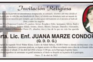 Obituario de Juana Marze Condori