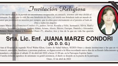 Obituario de Juana Marze Condori