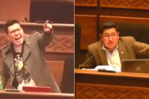 Caleb Villarroel canta a Omar Yujra en la Cámara de Diputados