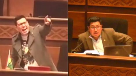Caleb Villarroel canta a Omar Yujra en la Cámara de Diputados