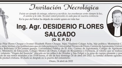 Invitación Necrológica: Desiderio Flores Salgado