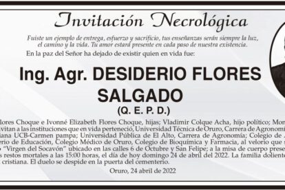 Invitación Necrológica: Desiderio Flores Salgado