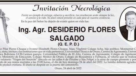 Invitación Necrológica: Desiderio Flores Salgado