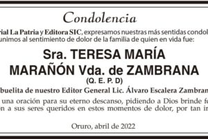 Condolencias por la Sra. Teresa María Marañón