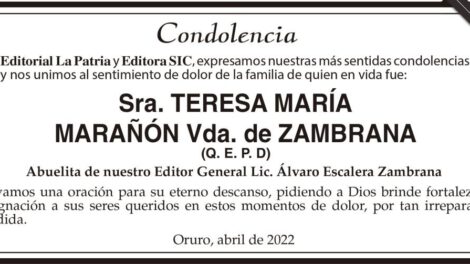 Condolencias por la Sra. Teresa María Marañón