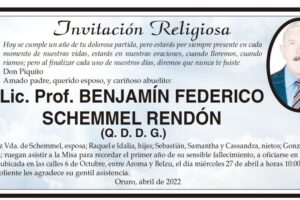 Lic. Prof. BENJAMÍN FEDERICO SCHEMMEL RENDÓN en la invitación religiosa