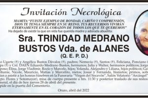 Invitación Necrológica de Trinidad Medrano Bustos