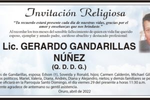 Lic. Gerardo Gandarillas Núñez, invitación religiosa en su memoria