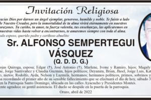Invitación Religiosa para Alfonso Sempertegui Vásquez
