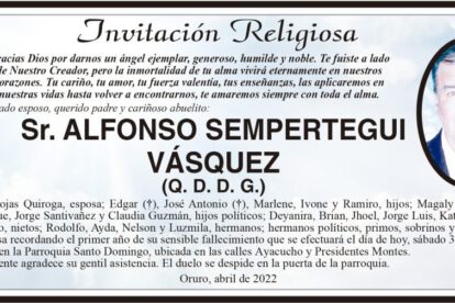 Invitación Religiosa para Alfonso Sempertegui Vásquez