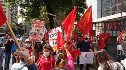 Militantes del Partido Comunista de Venezuela protestando contra el Gobierno