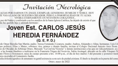 Invitación Necrológica Carlos Jesús Heredia Fernández