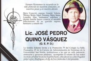 Invitación Necrológica: Lic. José Pedro Quino Vásquez