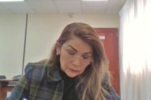 Jeanine Añez en la audiencia de hoy