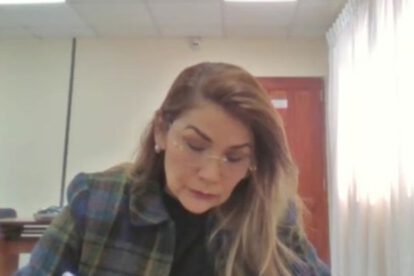 Jeanine Añez en la audiencia de hoy