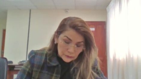 Jeanine Añez en la audiencia de hoy