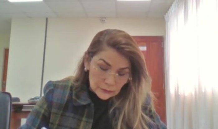 Jeanine Añez en la audiencia de hoy
