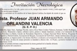 Invitación Necrológica: Juan Armando Orlandini Valencia
