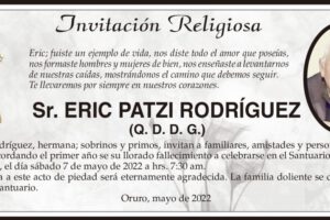 Invitación Religiosa para Eric Patzi Rodríguez