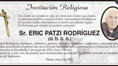 Invitación Religiosa para Eric Patzi Rodríguez
