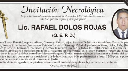 Invitación Necrológica: Lic. Rafael Dolos Rojas