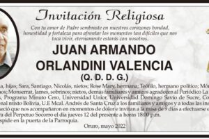 Invitación Religiosa: Juan Armando Orlandini Valencia