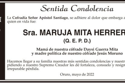 Condolencias por la pérdida de Maruja Mita Herrera