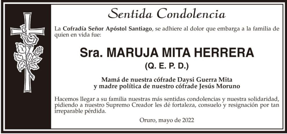 Condolencias por la pérdida de Maruja Mita Herrera