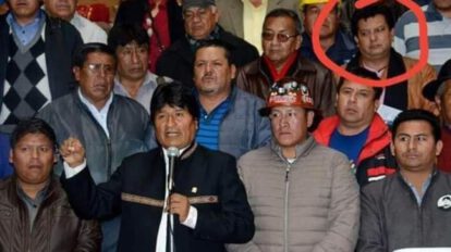 Max Mendoza en un acto público junto con Evo Morales