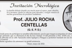Invitación Necrológica: Prof. JULIO ROCHA CENTELLAS