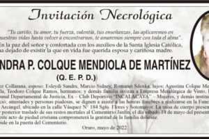 Invitación Necrológica: Sra. Sandra P. Colque Mendiola de Martínez
