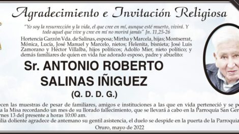 Agradecimiento e Invitación Religiosa por Antonio Roberto Salinas Iñiguez