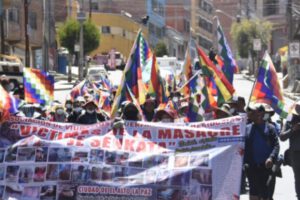Manifestación de víctimas de Senkata en demanda de celeridad en la justicia