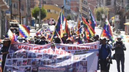 Manifestación de víctimas de Senkata en demanda de celeridad en la justicia