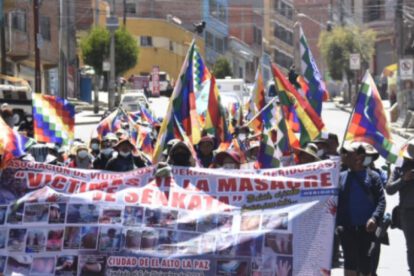 Manifestación de víctimas de Senkata en demanda de celeridad en la justicia