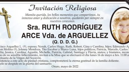 Invitación Religiosa para Ruth Rodríguez Arce