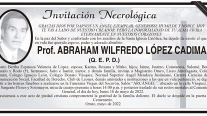 Invitación Necrológica: Prof. Abraham Wilfredo López Cadima