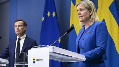 Suecia OTAN: La primera ministra, Magdalena Andersson, durante el anuncio de adhesión a la OTAN