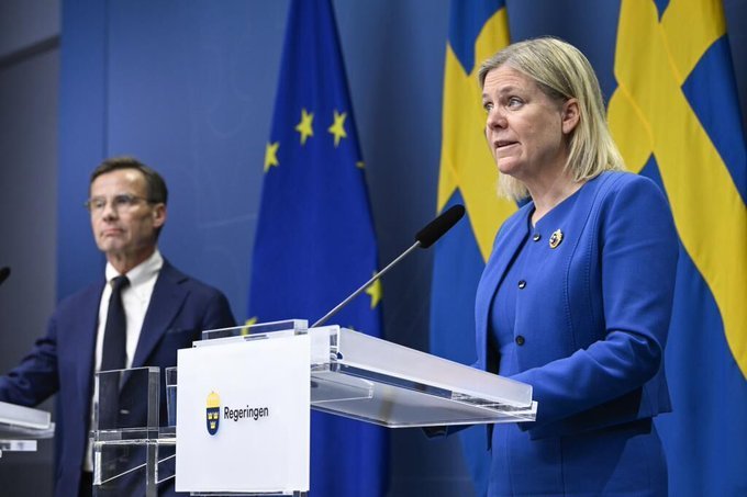 Suecia OTAN: La primera ministra, Magdalena Andersson, durante el anuncio de adhesión a la OTAN