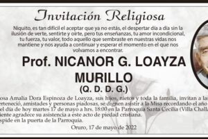 Invitación Religiosa para Prof. Nicanor G. Loayza Murillo
