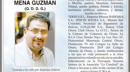 Ing. Jesús Adhemar Mena Guzmán, obituario y misa presencial