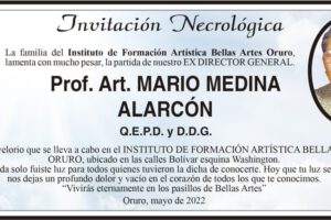 Invitación Necrológica: Prof. Art. Mario Medina Alarcón Q.E.P.D.